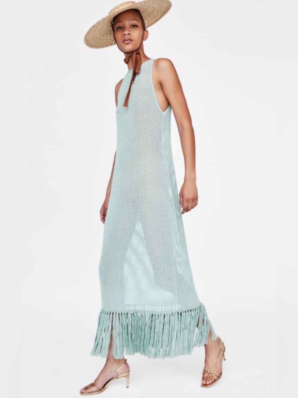Zara Mint Green Knit Sleeveless Dress